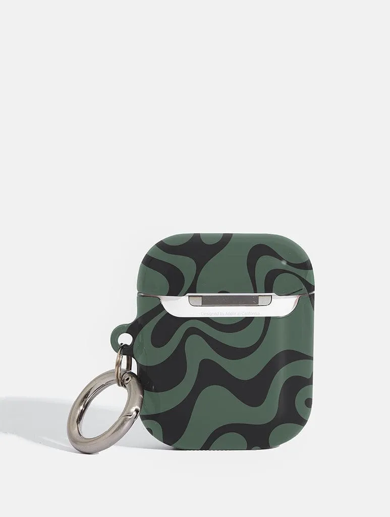 Green Swirl AirPods Case soft touch ergonomic shell