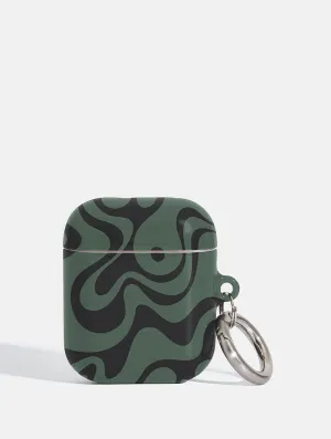 vivid color gradient airpods protector Green Swirl AirPods Case