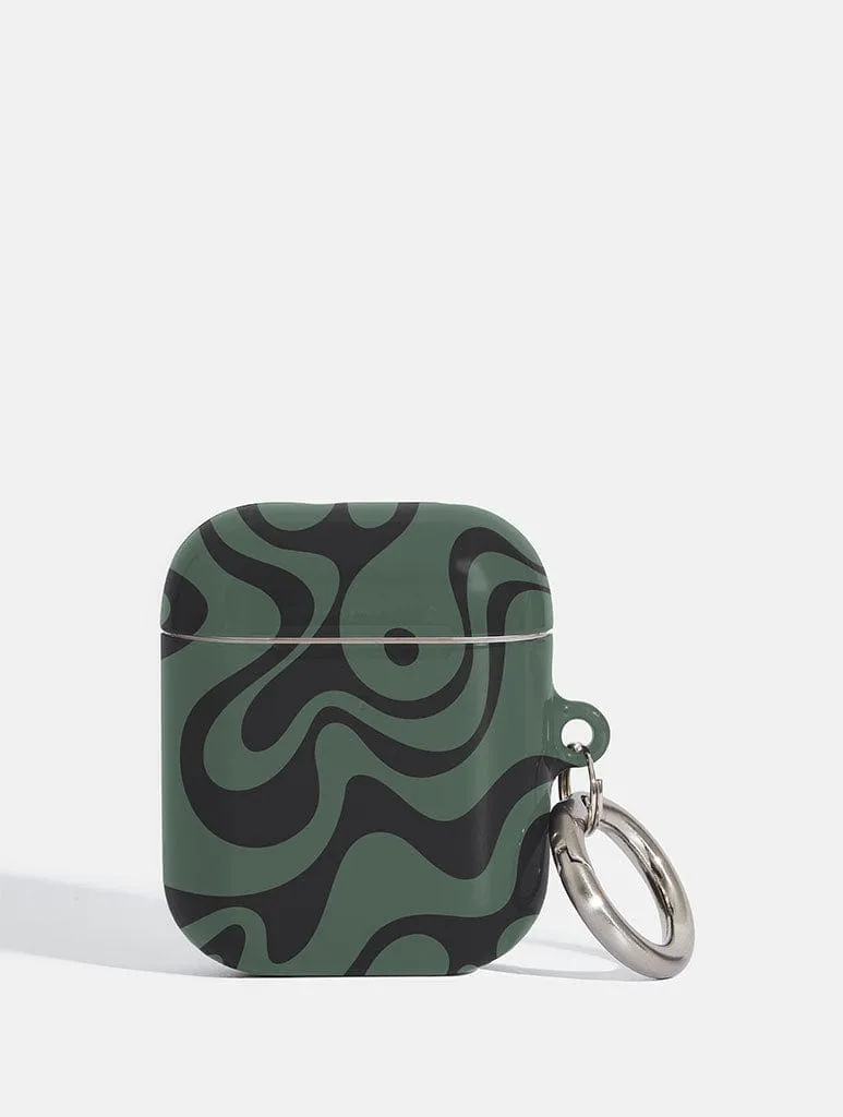 vivid color gradient airpods protector Green Swirl AirPods Case