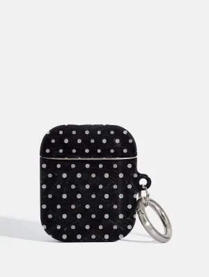 Black and White Painted Polka Dot Airpods Case Soft Protective Sleeve magnetic strap travel shell
