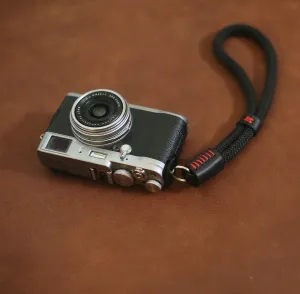 Year Round Handmade Black Rope Camera Wrist Strap ?C 10mm with Red Stitching