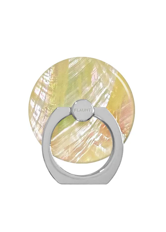 Butter Yellow Mother of Pearl Adhesive Phone Ring Stand Spin Grip
