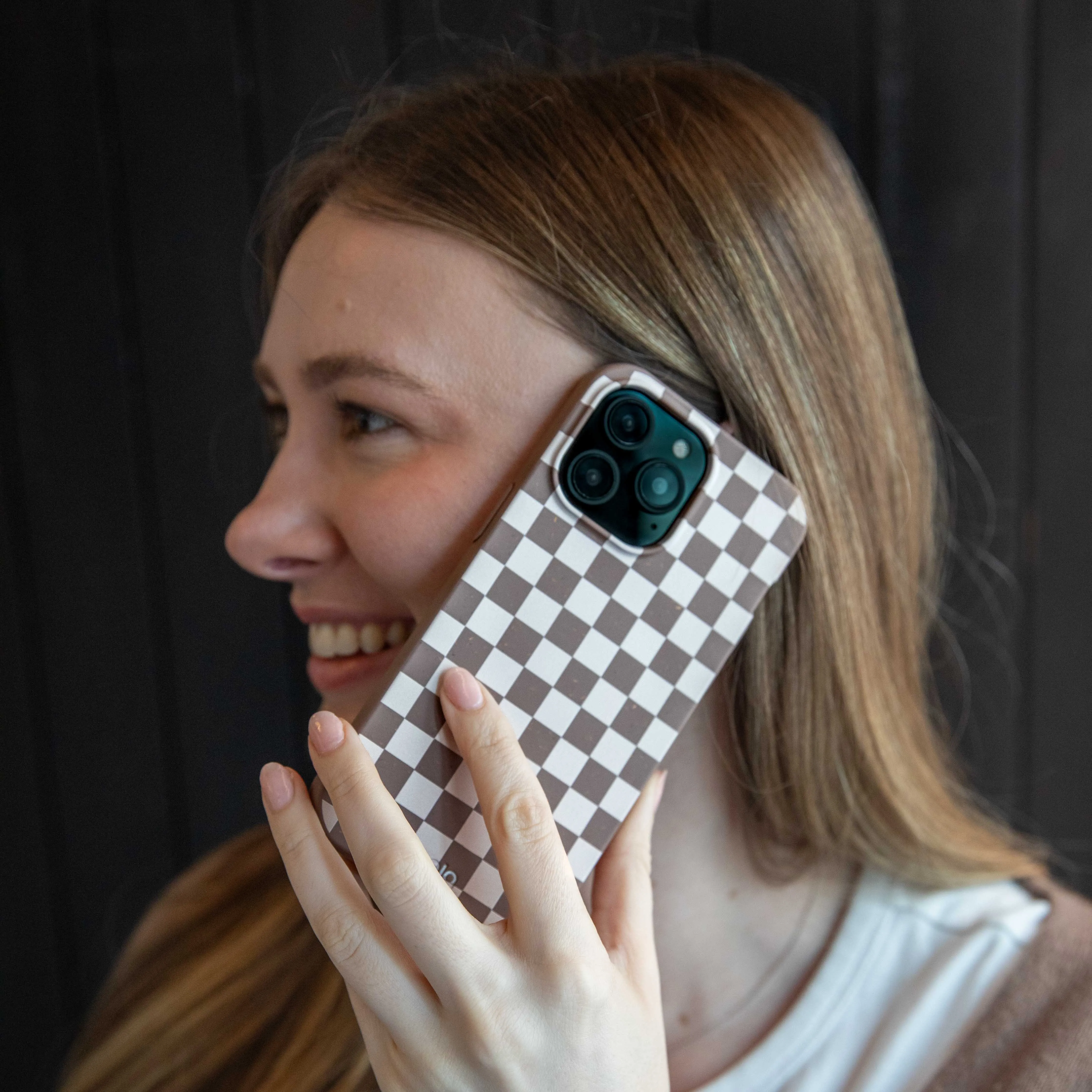 Chocolate Brown Latte Check iPhone Air Case Outdoor Protection Durable Texture Build