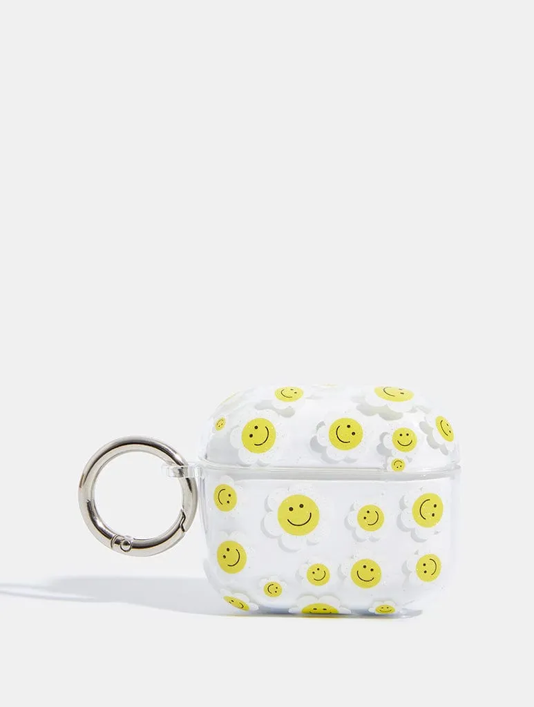 durable neon pocket shell fashion gradient leather airpods cover Happy Flower Face AirPods Case