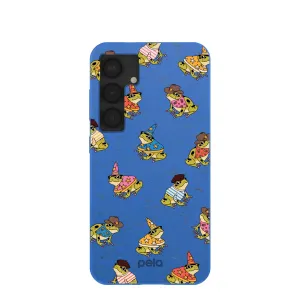 Scratch Barrier Anti scratch Electric Blue Fancy Frogs Samsung Galaxy S25 Case