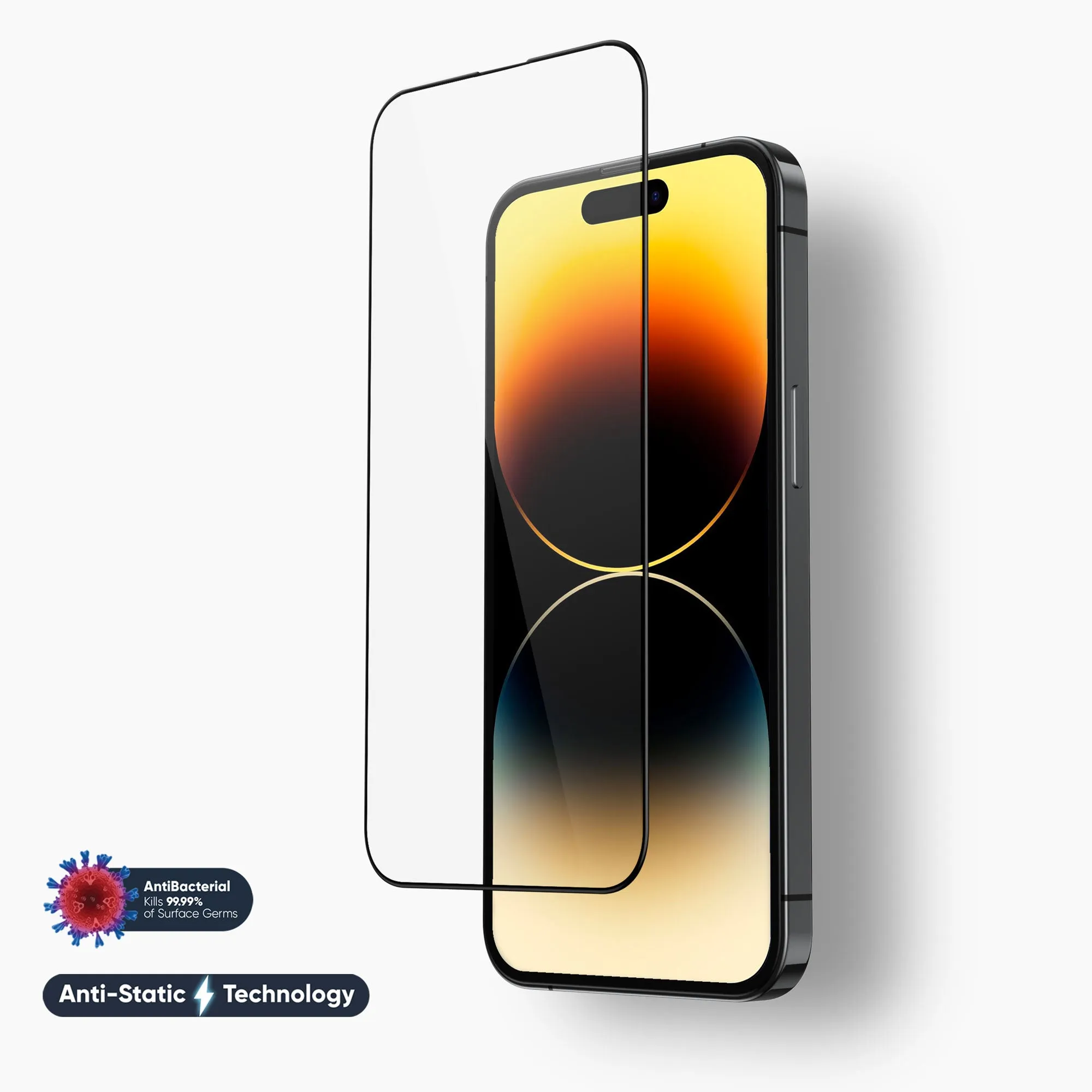 Mobile Tech NanoArmour for iPhone 14 Pro Screen Protector Antimicrobial Anti-Dust Edge-to-Edge Blue Light Blocker