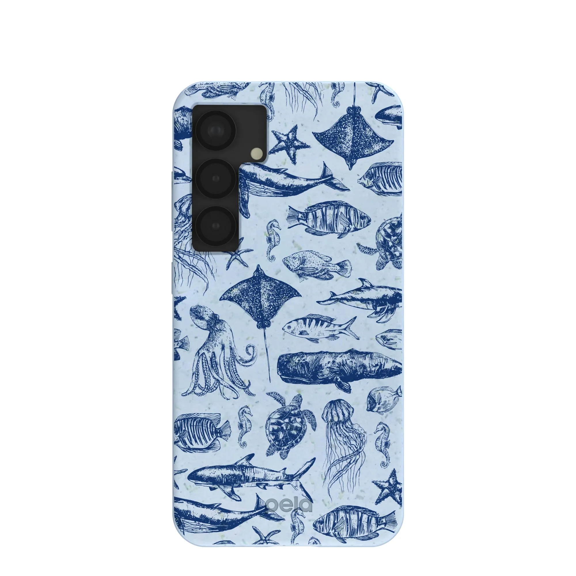 Easy Removal Powder Blue Marine Life Samsung Galaxy S25 Case