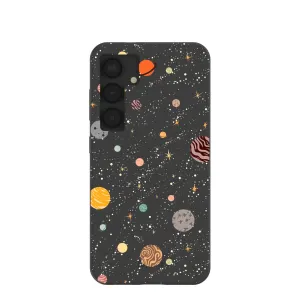 Black Galactic Glow Samsung Galaxy S25 Case Compact Shape Pocket Size