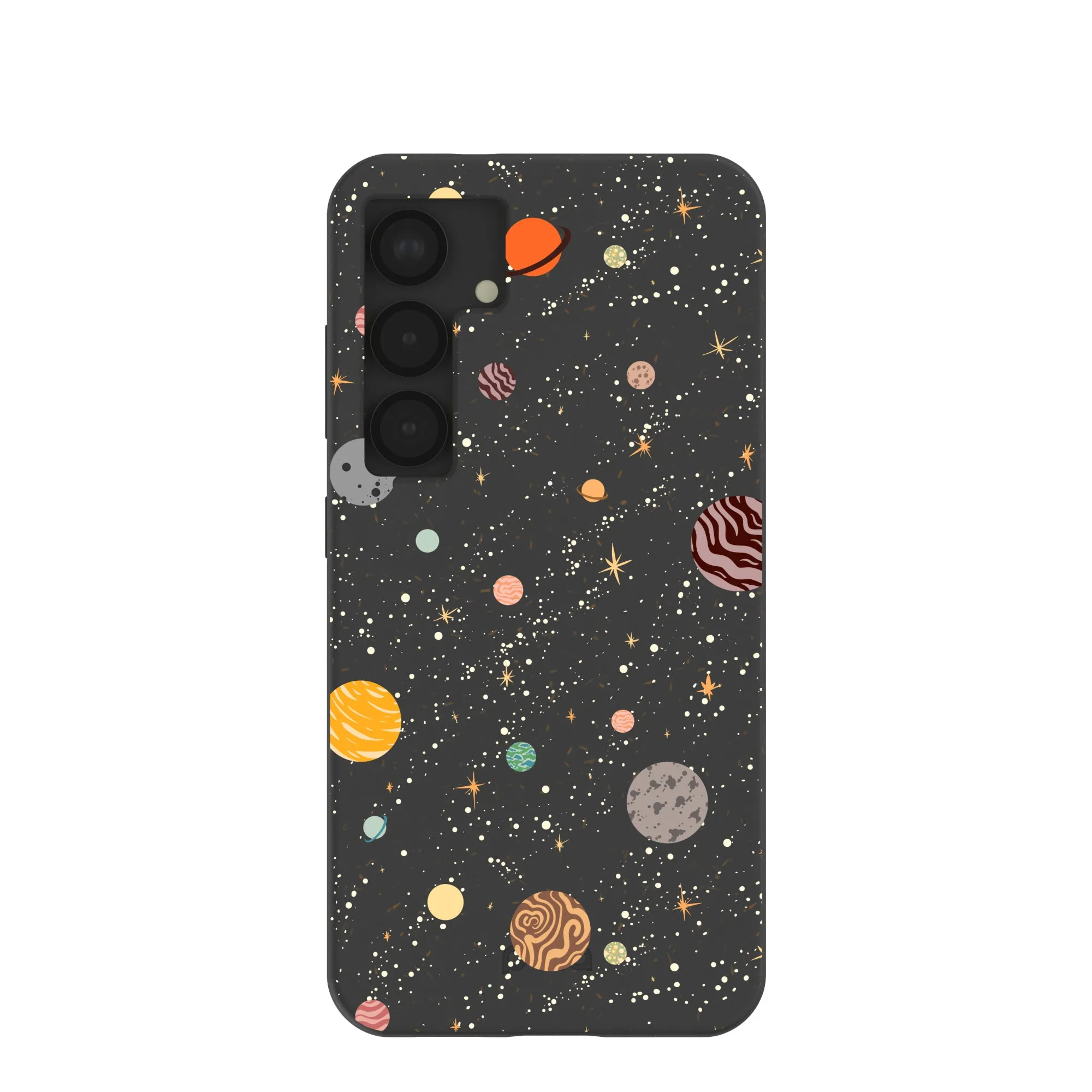 Black Galactic Glow Samsung Galaxy S25 Case Compact Shape Pocket Size