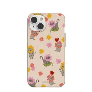 Soft Touching Hybrid Texture Design Seashell Flower Cats iPhone 14/16e Case