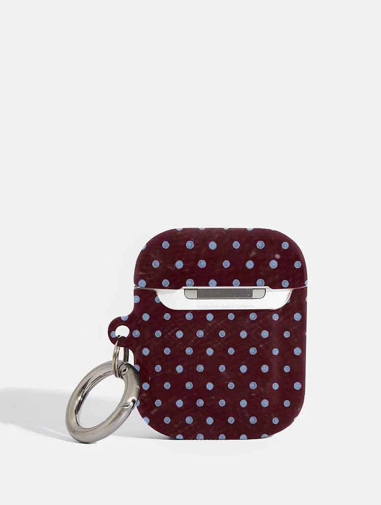 metallic airpods protector Portable Audio Case Blue and Brown Painted Polka Dot AirPods Case