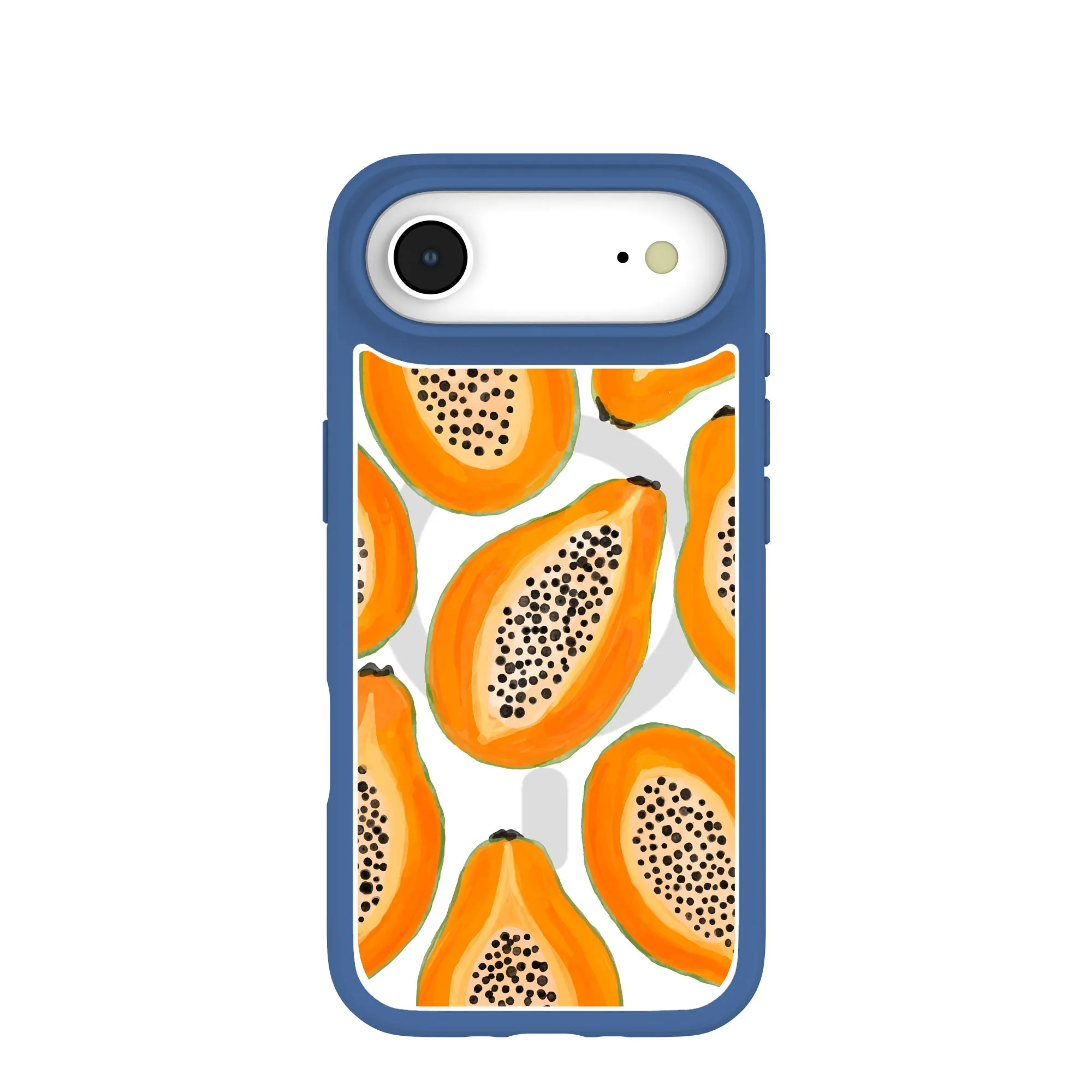 Port Protection Clear Juicy Papayas iPhone Air Case With True Blue Ridge (MagSafe included)