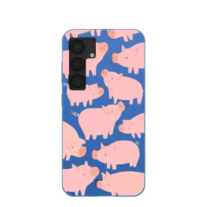 Electric Blue Piggies Samsung Galaxy S25 Case Artistic Design