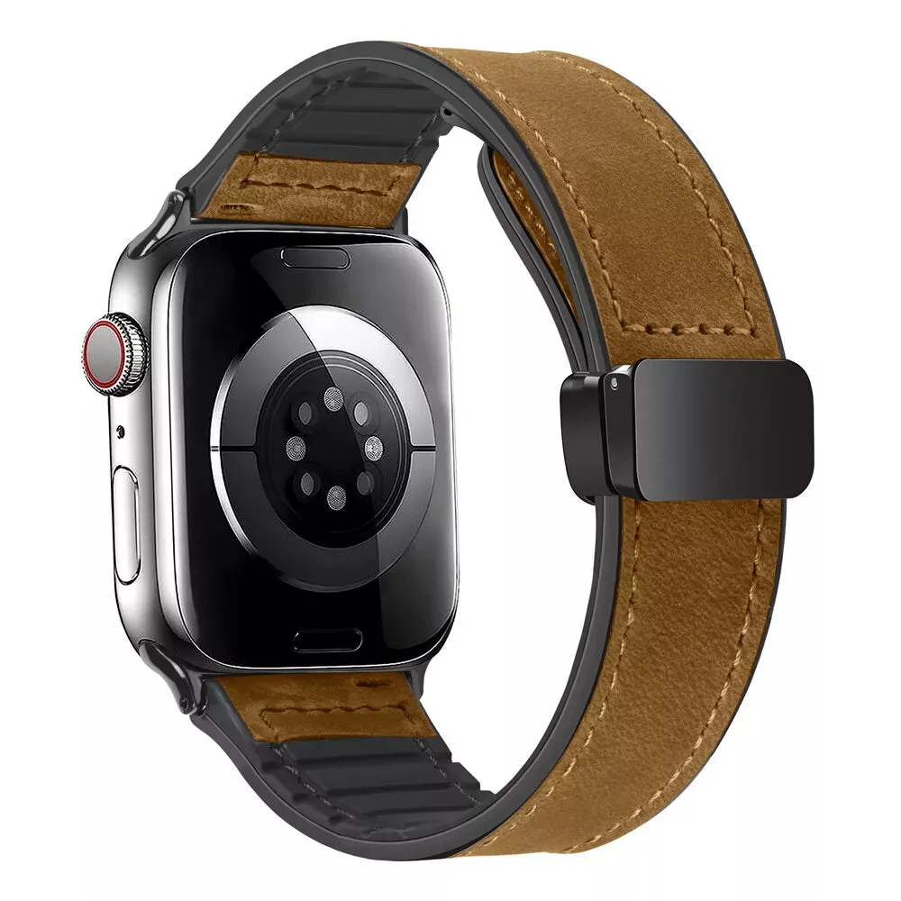 Luxury Lifestyle Gear Apple Watch D-Buckle Leather Strap (Light Brown)
