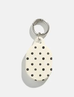 Cream and Black Painted Polka Dot AirTag Case in Gloss Compact Storage work from home tablet case
