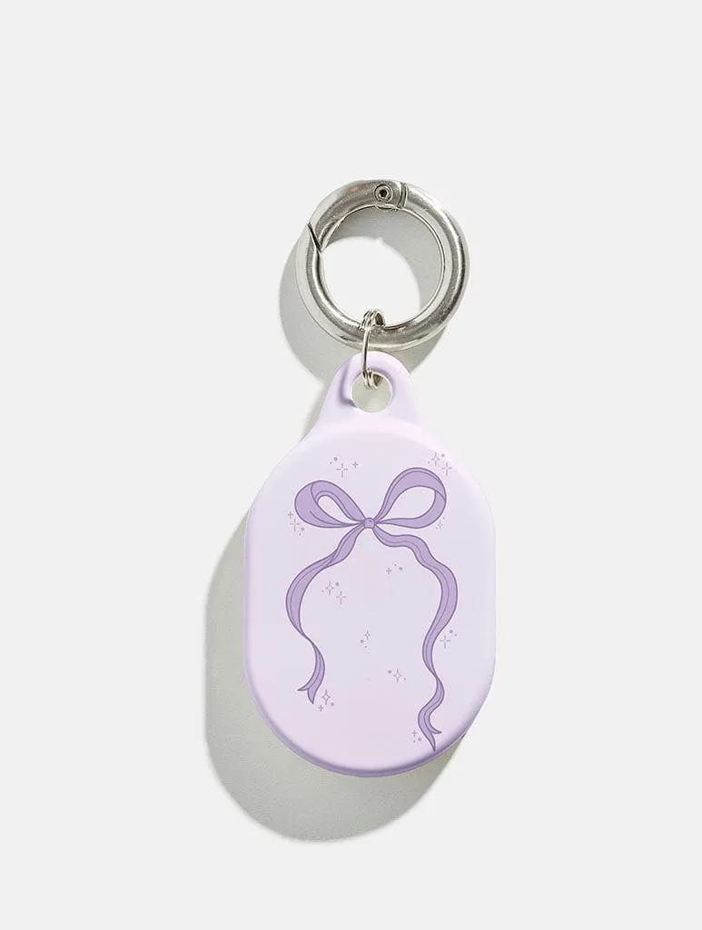 Lilac Single Bow AirTag Case in Gloss handy portable sleeve