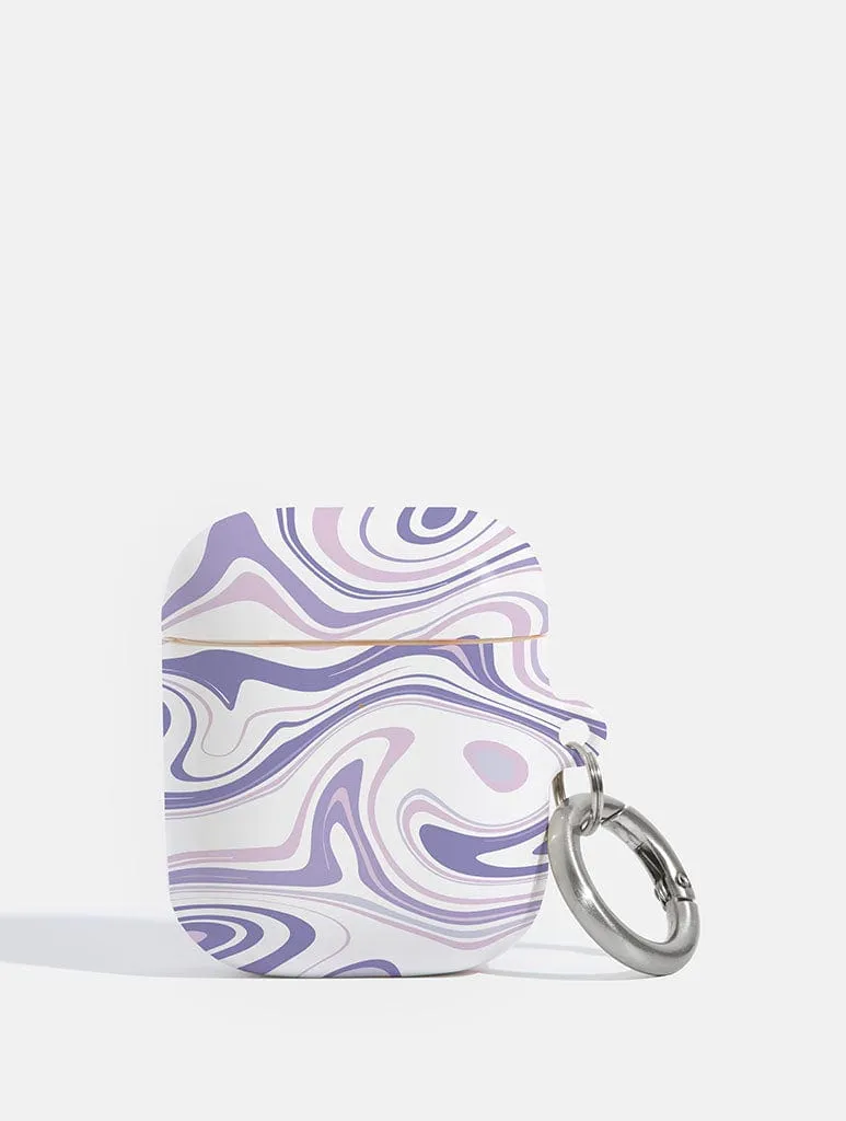 durable office airpods case Compact Smooth Cover Lilac Swirl AirPods Case