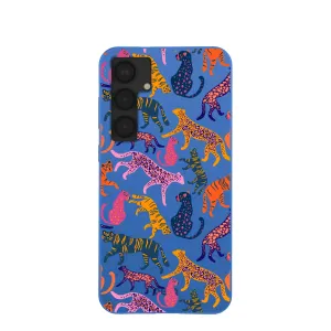 Electric Blue Jungle Cat Samsung Galaxy S25 (Plus) Case Modern Edge Enhanced Durability