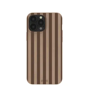 Chocolate Brown Cocoa Stripes iPhone 13 Pro Max Case Soft Build Texture