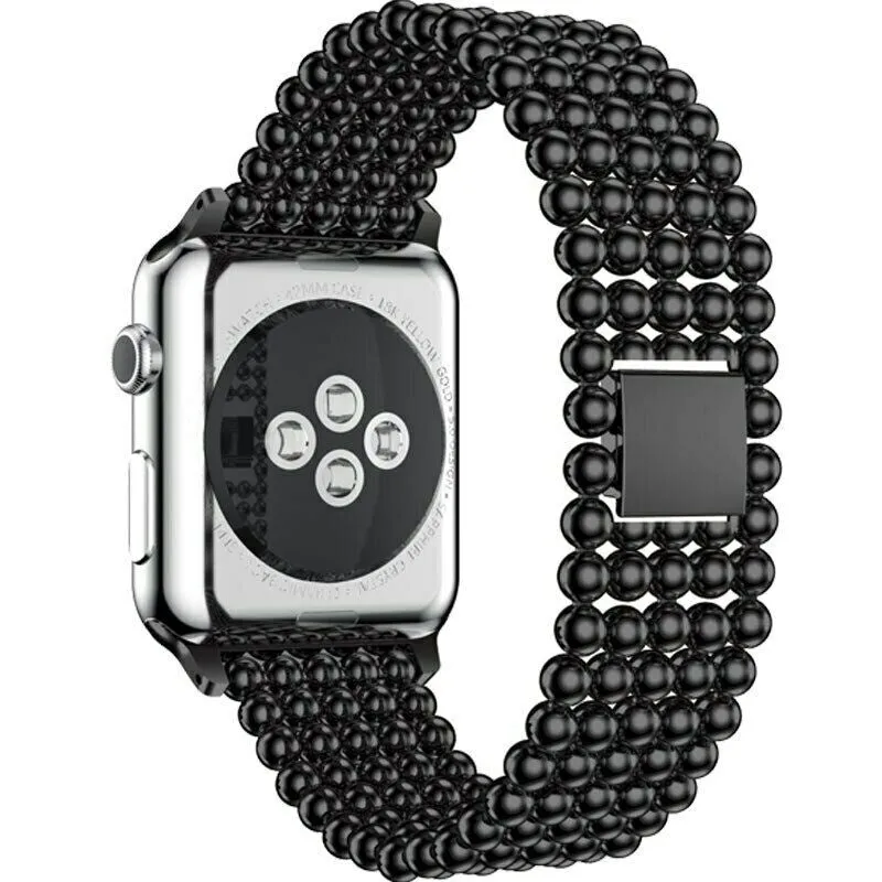 Apple Watch Beaded Steel Strap (Black) Fashion Forward