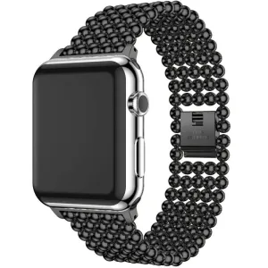 Simple Finish Soft Band Apple Watch Beaded Steel Strap (Black)
