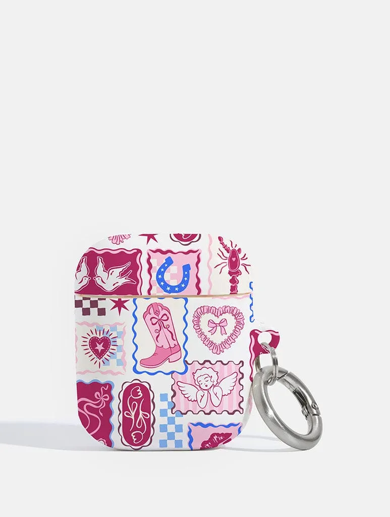 Burgundy Patchwork AirPods Case lightweight travel hybrid case