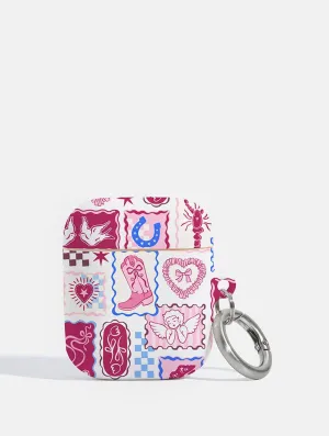 Burgundy Patchwork AirPods Case lightweight travel hybrid case