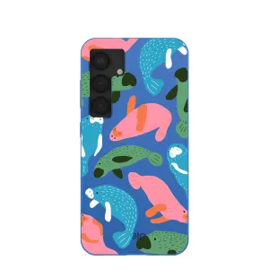 Sleek Edge Electric Blue Sea Cows Samsung Galaxy S25 Case