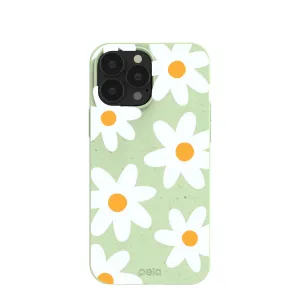 Matte Pattern Tough Exterior Sage Green Daisy iPhone 13 Pro Max Case