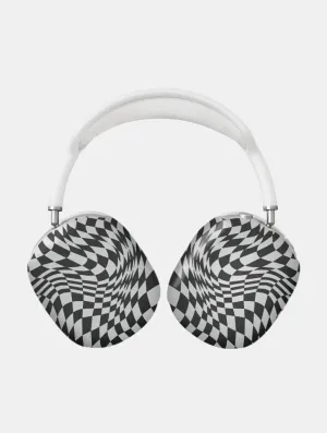 Grey Warped Check AirPods Max Case in Matte Modern Silicone Style eco sustainable travel shell