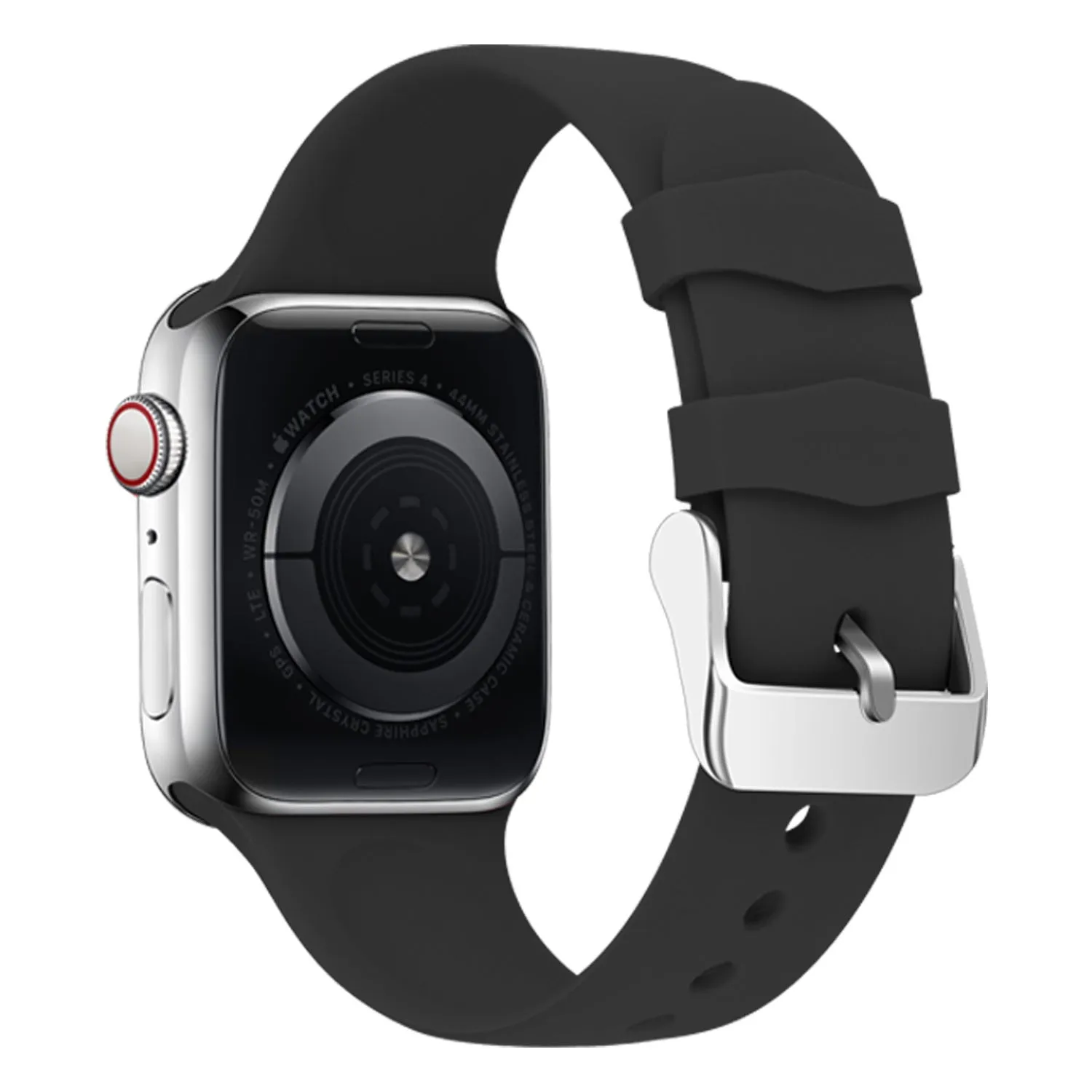 All Day Use Classic Texture Apple Watch Silicone Strap with Buckle (Black)