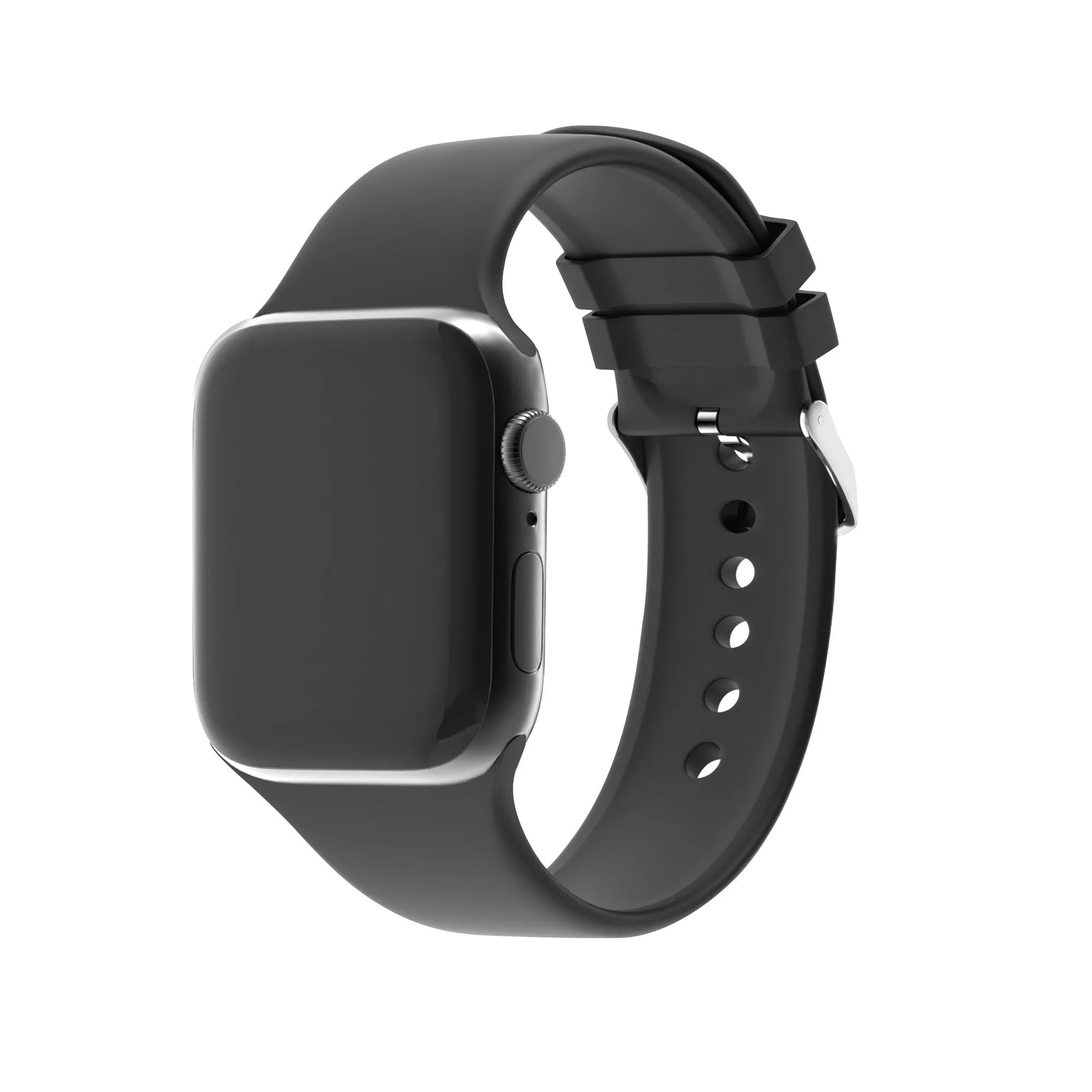 Elegant Appeal Casual Wear Apple Watch Silicone Strap with Buckle (Black)