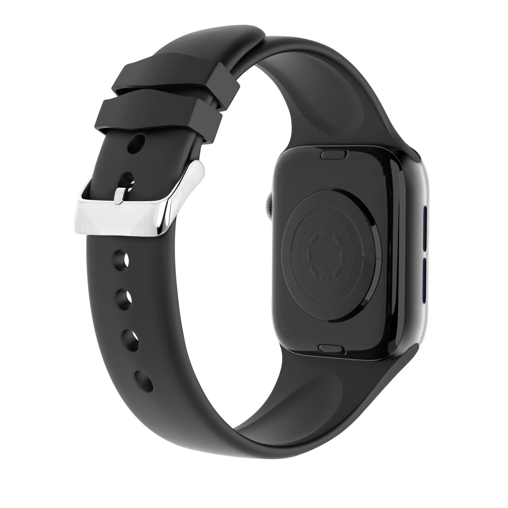 Secure fit Scratch Resistant Apple Watch Silicone Strap with Buckle (Black)