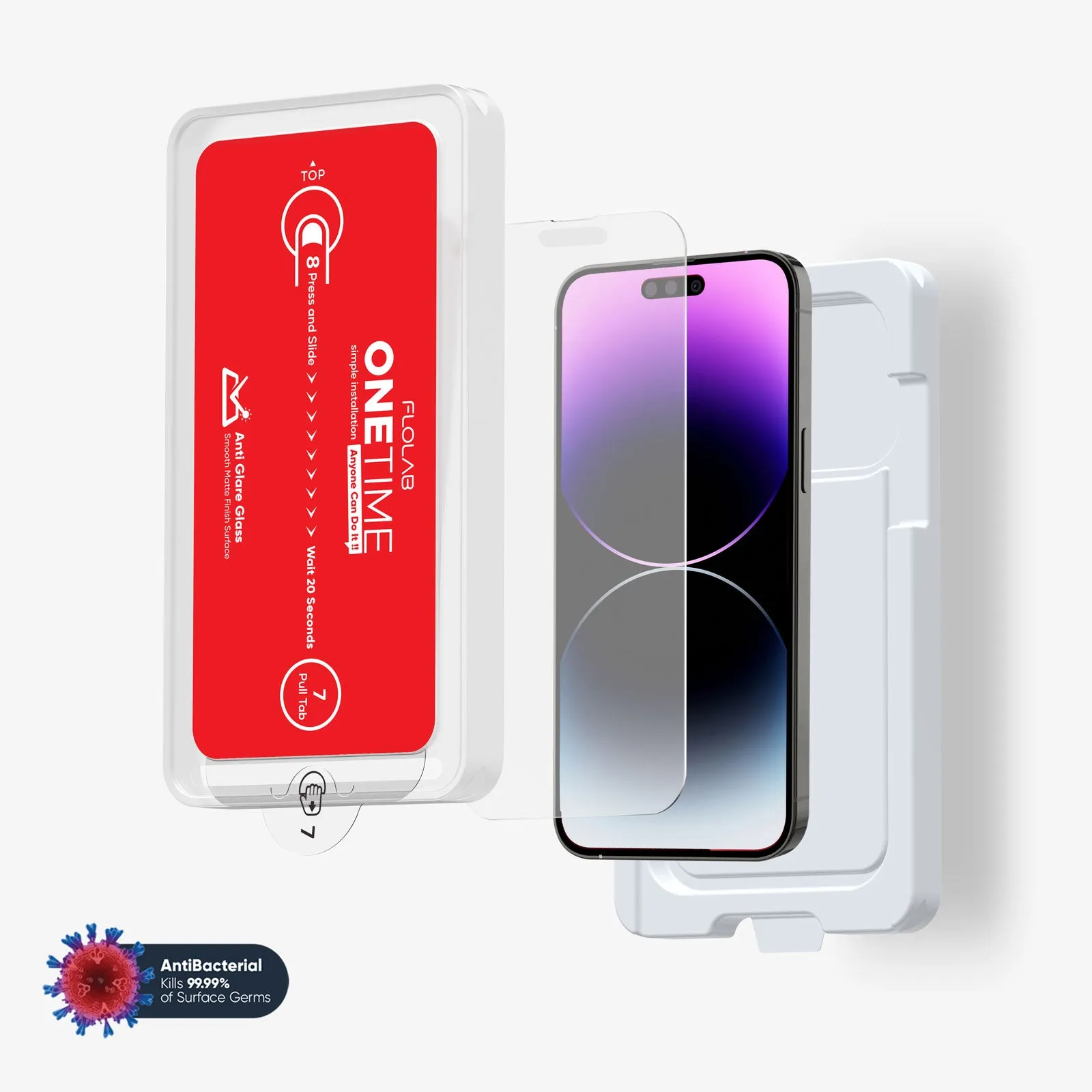 Case Compatible rugged outdoor protector ONETIME NanoArmour for iPhone Anti-Glare Screen Protector: Dust-Free Installation, Case Friendly, Matte