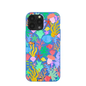 Lightweight Feel Cushioned Edge Electric Blue Underwater Blooms iPhone 13 Pro Max Case