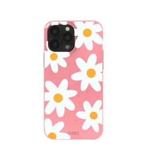 Durable Texture Finish Bubblegum Pink Daisy iPhone 13 Pro Max Case