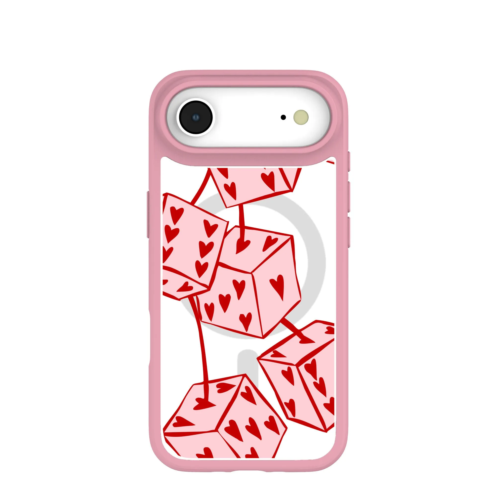 Clear Dicey Cherries iPhone Air Case With Petal Pink Ridge (MagSafe included) daily accessory Rugged Pattern Design
