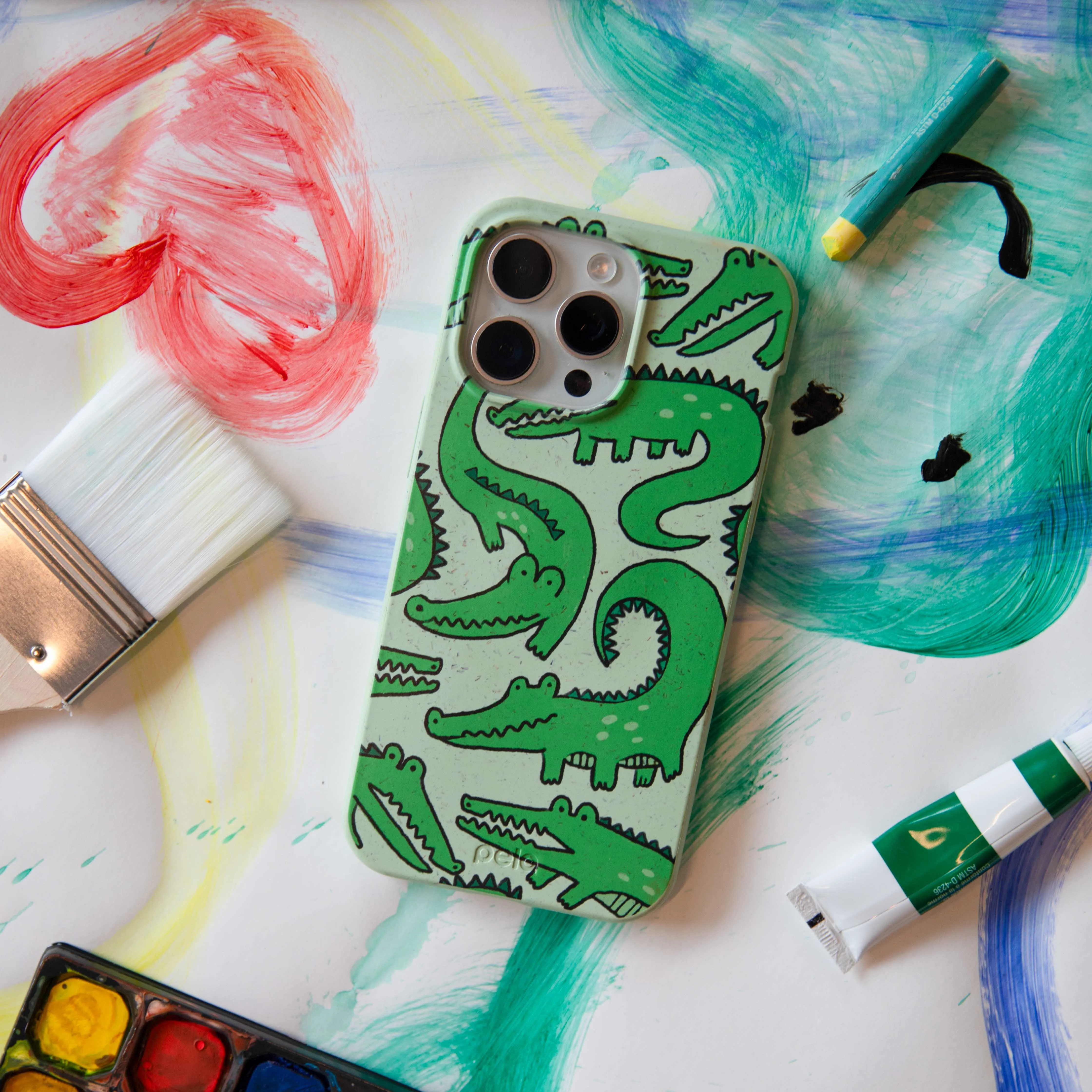 Sage Green Croc a Doodle iPhone Air Case Glossy Pattern