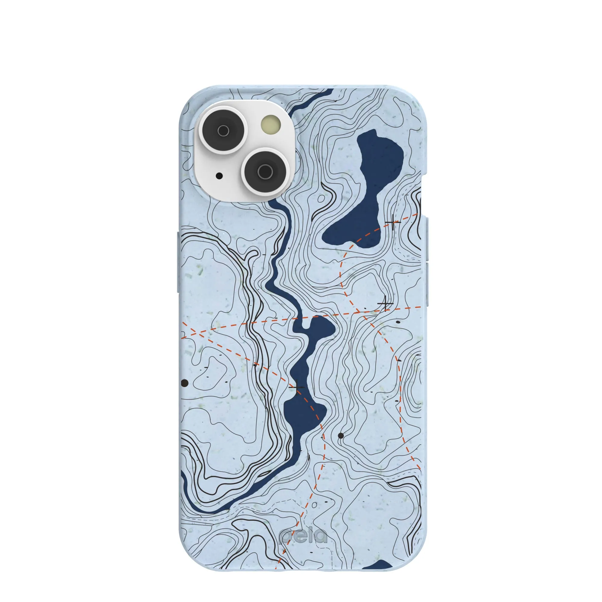 hybrid design Powder Blue Contour Lines iPhone 14/16e Case