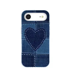 Polished Look Premium Detail Powder Blue Denim Heart iPhone Air Case