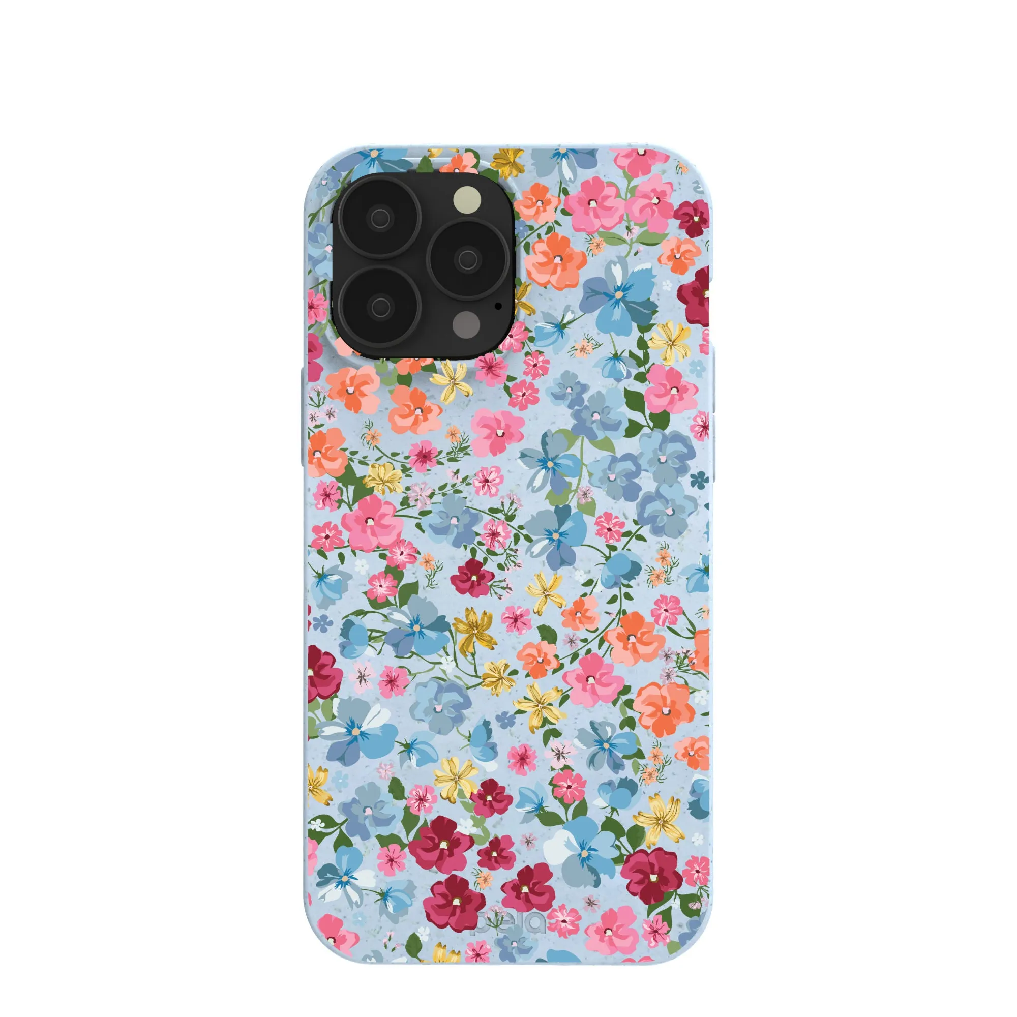 Powder Blue Fleurs iPhone 13 Pro Max Case Smooth Surface