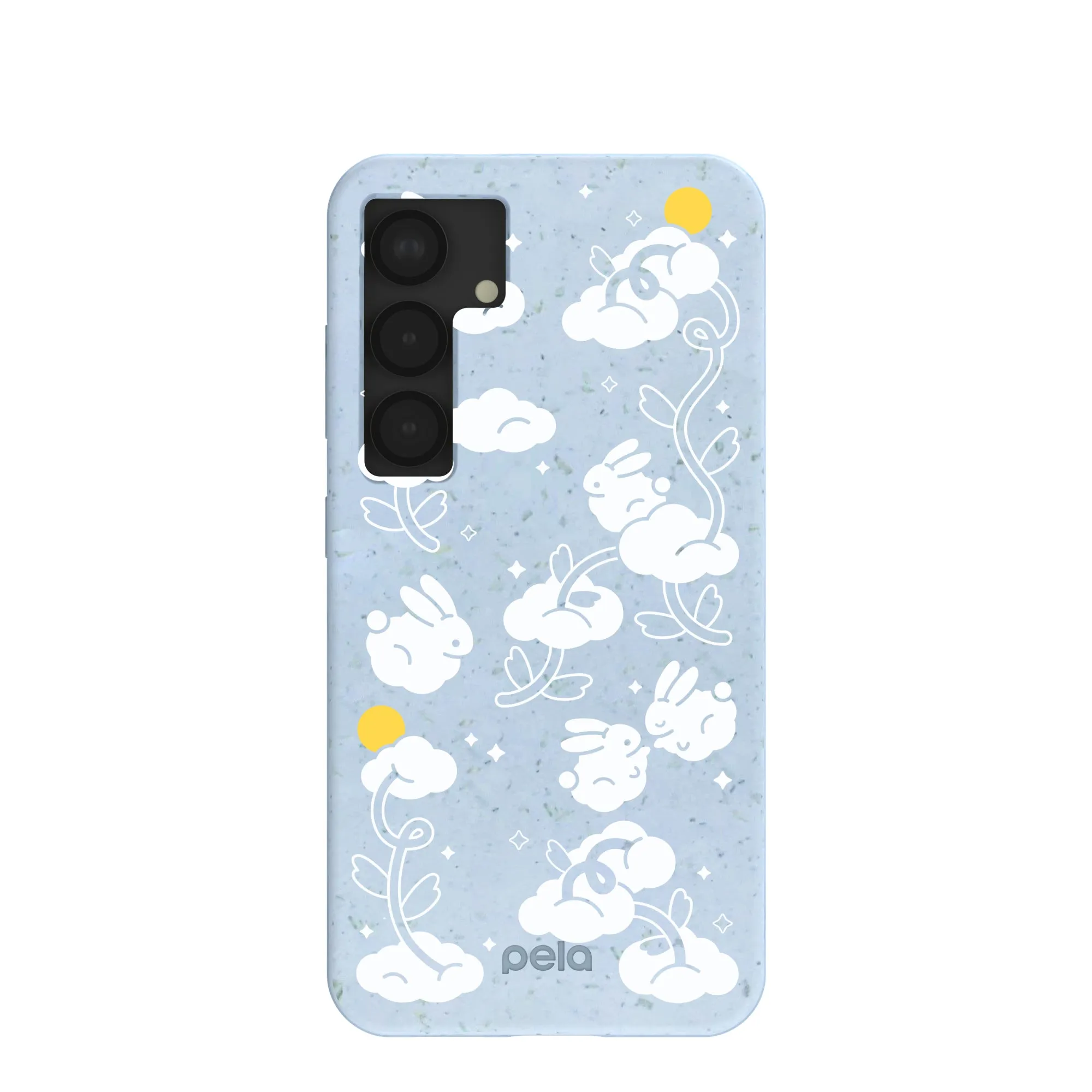 Powder Blue Fluffy Flower Samsung Galaxy S25 Case Easy Removal Hybrid Edge Finish