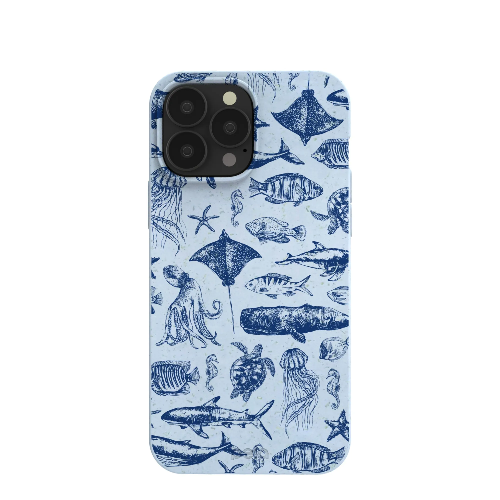 Powder Blue Marine Life iPhone 13 Pro Max Case Tight Fit Soft Edge