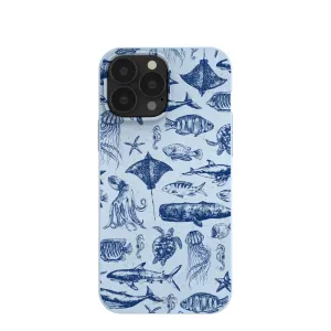Powder Blue Marine Life iPhone 13 Pro Max Case Tight Fit Soft Edge