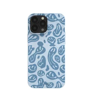 Powder Blue Melting Faces iPhone 13 Pro Max Case Minimal Detail Texture Slim Texture