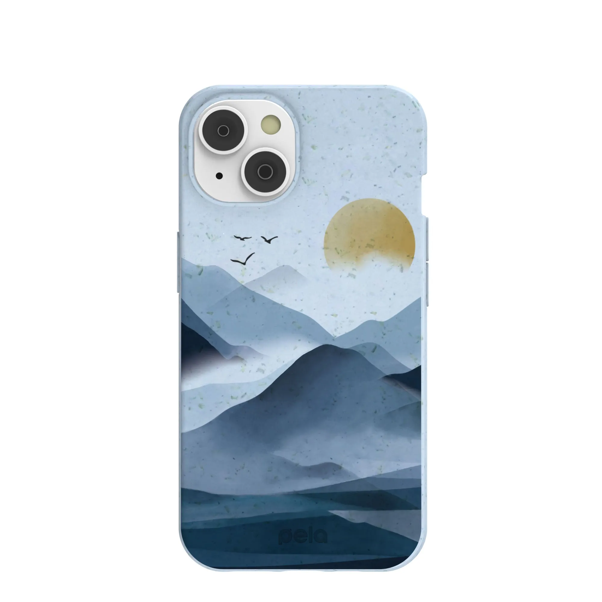 Unique Pattern Powder Blue Misty Mountains iPhone 14/16e Case