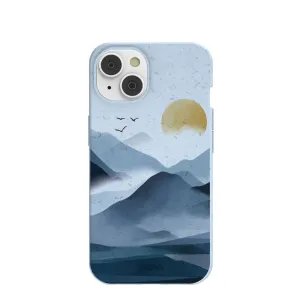 Unique Pattern Powder Blue Misty Mountains iPhone 14/16e Case