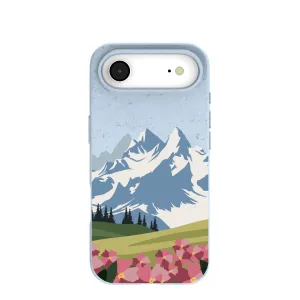Powder Blue Mountains and Blooms iPhone 17 Air Case Durable Grip