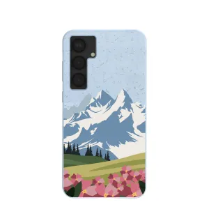 Luxury Surface Layer Powder Blue Mountains and Blooms Samsung Galaxy S25 (Plus) Case