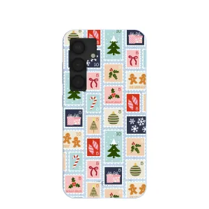 Minimal Form Powder Blue Noel Stamps Samsung Galaxy S25 Case